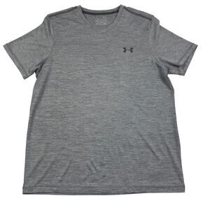 Under Armour Marled Gray Loose Fit Performance V-Neck Shirt Men's Size Medium